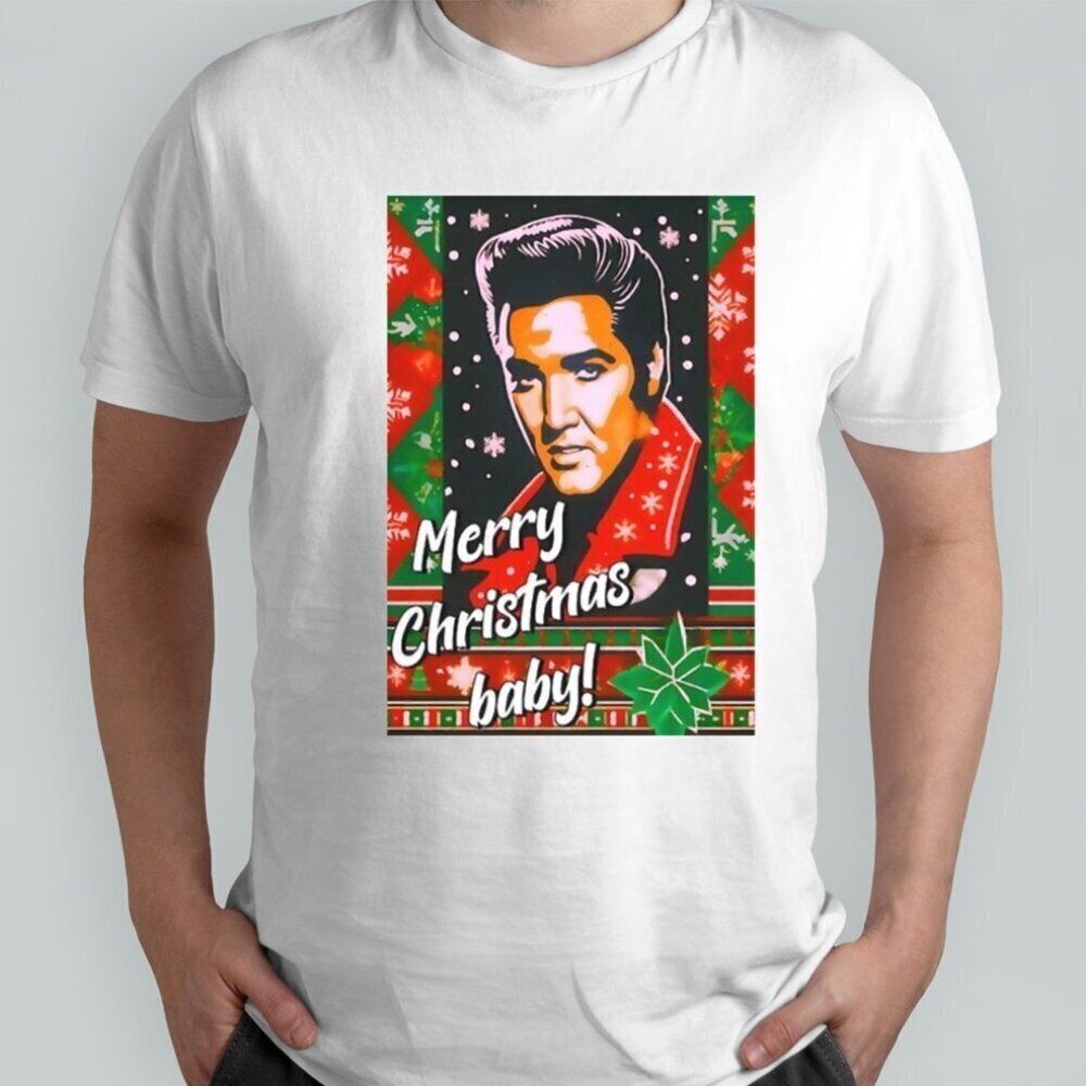 Elvis Presley Merry Christmas Baby T-Shirt Holiday Music Gift Graphic Fan Tee